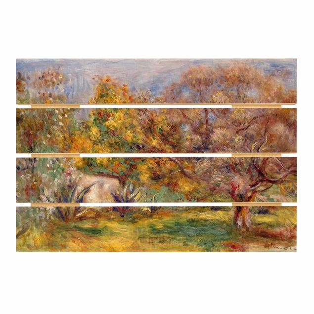 Tableaux en bois avec paysage Auguste Renoir - Jardin d'oliviers