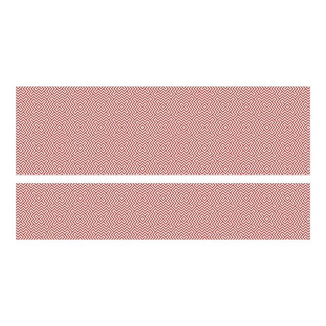 Papier adhésif pour meuble IKEA - Malm lit 140x200cm - Red Geometric Stripe Pattern