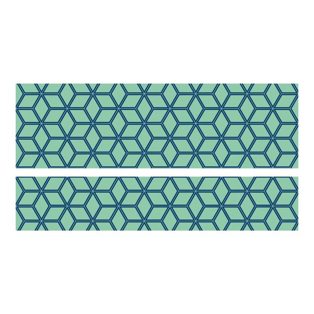 Papier adhésif pour meuble IKEA - Malm lit 140x200cm - Cube pattern Green