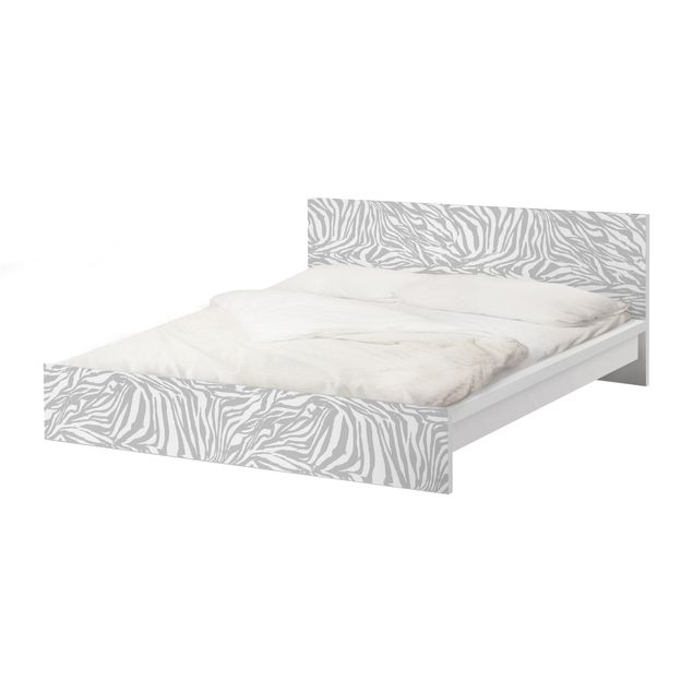 Papier adhésif pour meuble IKEA - Malm lit 140x200cm - Zebra Design Light Grey Stripe Pattern