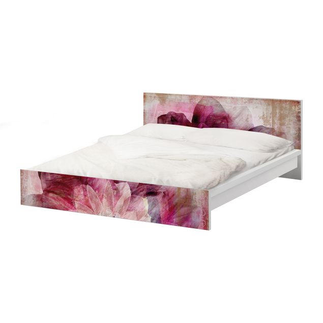 Papier adhésif pour meuble IKEA - Malm lit 160x200cm - Grunge Flower