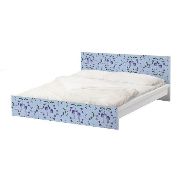 Papier adhésif pour meuble IKEA - Malm lit 160x200cm - Mille Fleurs pattern Design Blue