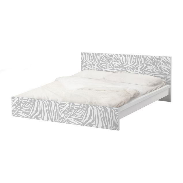Papier adhésif pour meuble IKEA - Malm lit 160x200cm - Zebra Design Light Grey Stripe Pattern