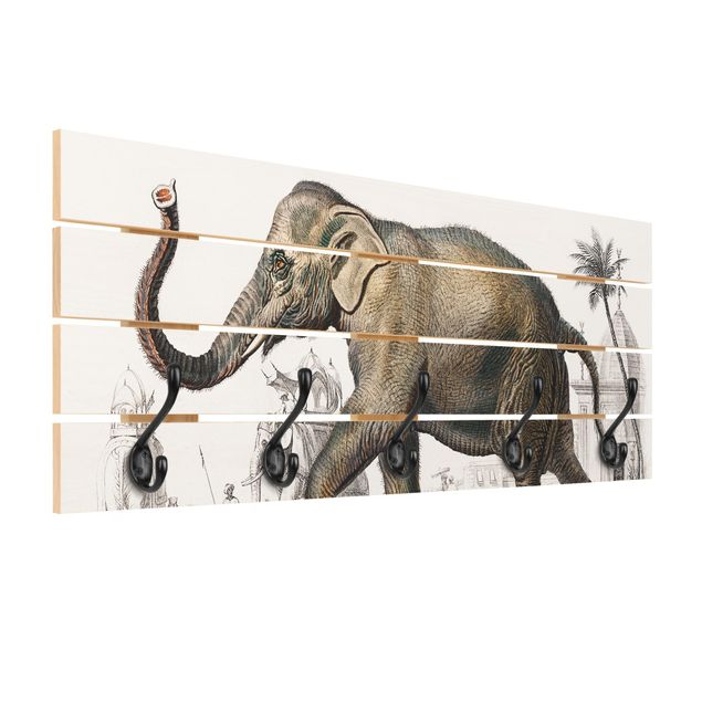 Porte manteaux muraux Tableau Vintage Éléphant