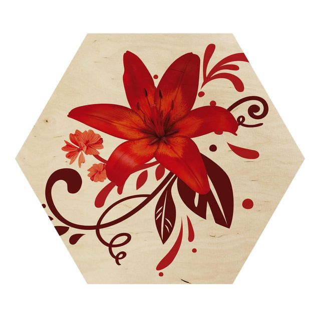 Hexagone en bois - No.BP7 Lily Dream Red