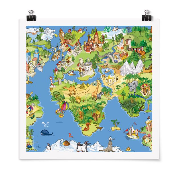 Tableaux mappemonde Grande et drôle carte du monde