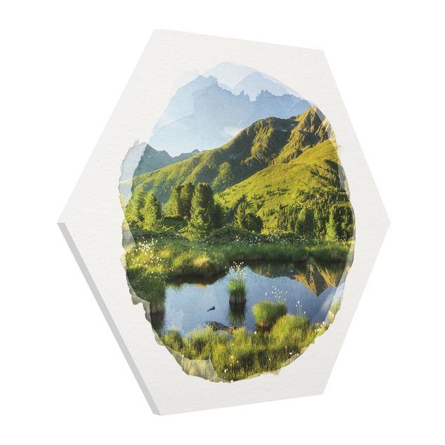 Tableau montagnes Aquarelles - Vue de Deerbichl Le Defereggental