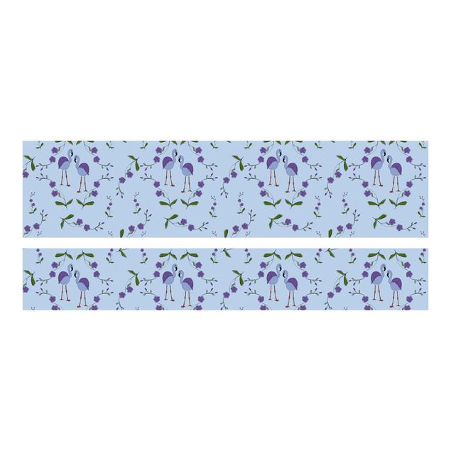 Papier adhésif pour meuble IKEA - Malm lit 180x200cm - Mille Fleurs pattern Design Blue