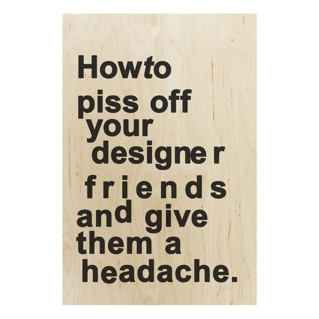 Tableaux en bois avec citations Designers Headache