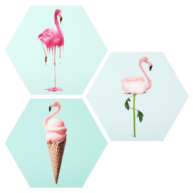 Tableaux reproduction Set Flamingo