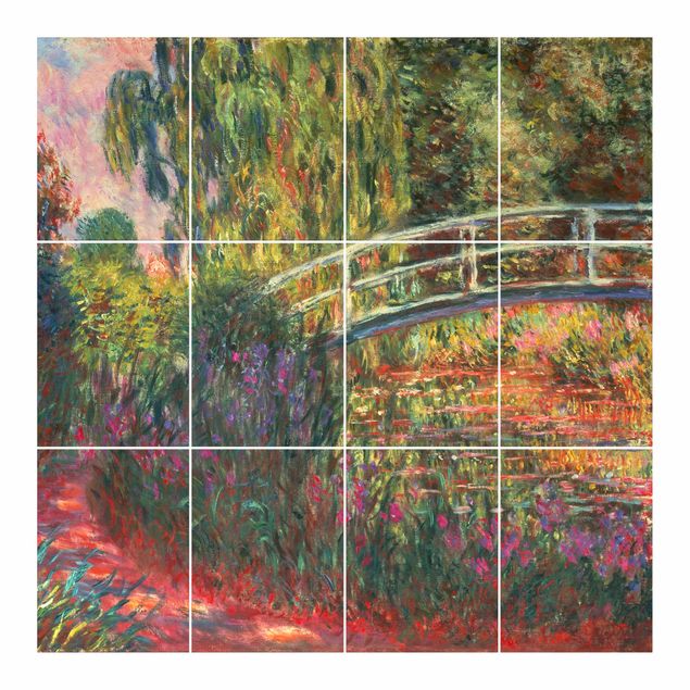 Films adhésifs pour carrelage verts Claude Monet - Pont japonais dans le jardin de Giverny
