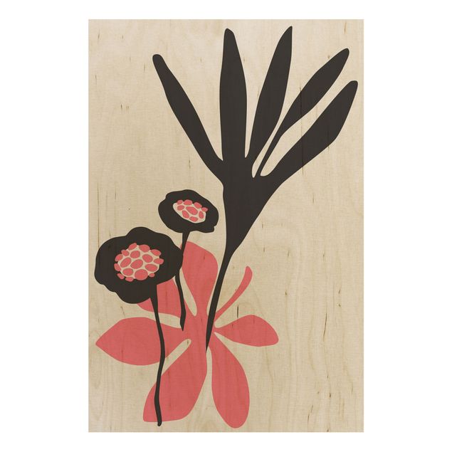 Tableaux en bois avec fleurs Flower Greeting en rose