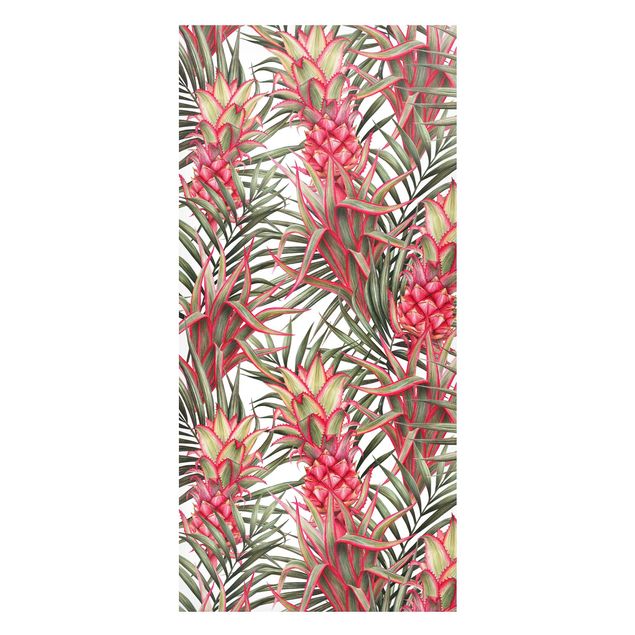 Tableaux magnétiques avec fleurs Ananas Rouge avec Feuilles de Palmier Tropical