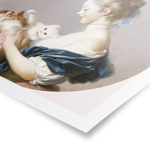 Tableau moderne Jean Honoré Fragonard - Fille jouant avec un chien et un chat