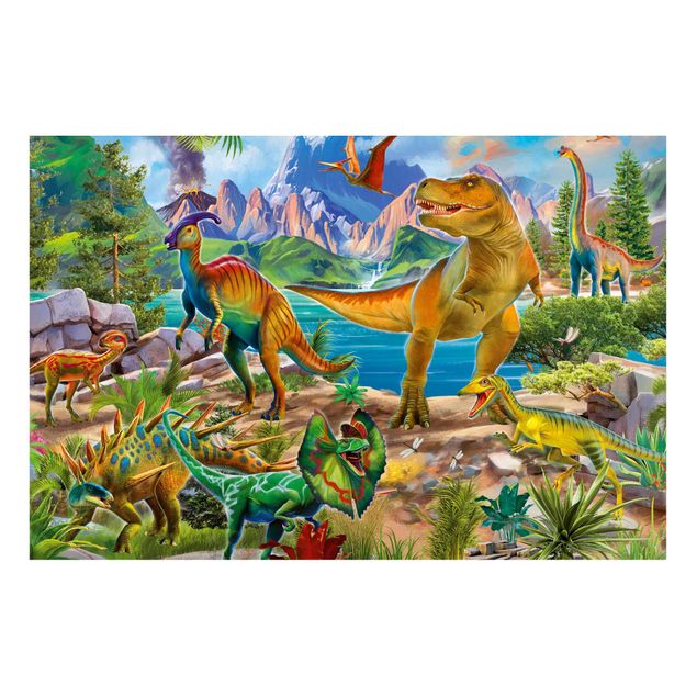 Tableaux moderne T-Rex et Parasaurolophus