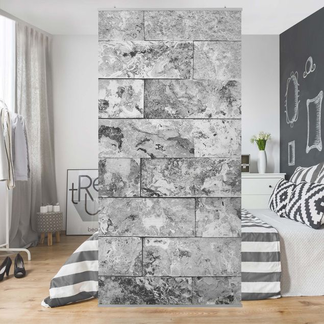 Décorations cuisine Mur de pierres naturelles en marbre gris