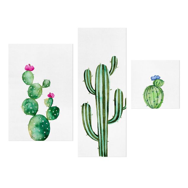 Tableaux Lot de cactus aquarellés