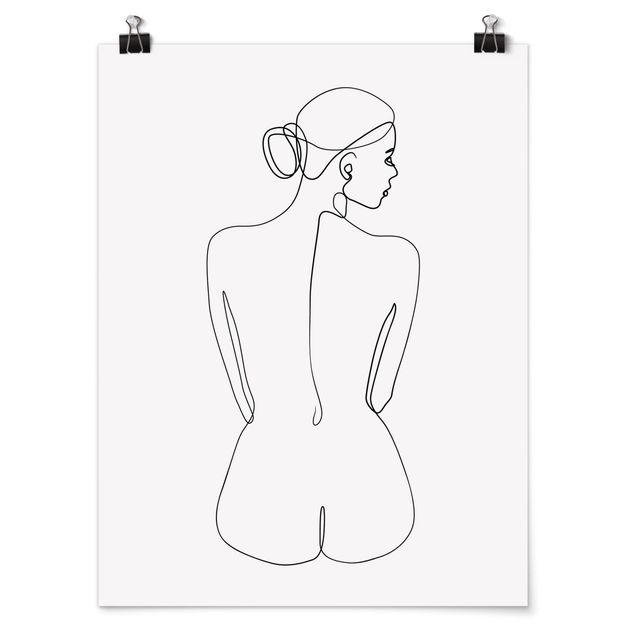 Tableaux portraits Line Art Nude Back Black And White