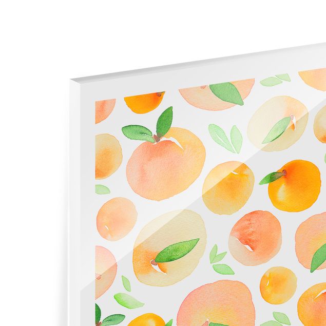 Fonds de hotte - Watercolour Oranges With Leaves In White Frame - Carré 1:1