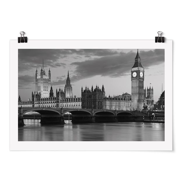 Posters en noir et blanc Londres la nuit II