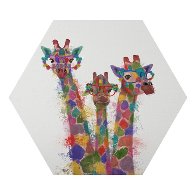 Tableaux multicolore Taches arc-en-ciel Trio de Girafes Trio