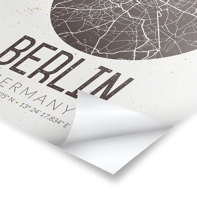 Tableaux noir et blanc Plan de Ville de Berlin - Rétro
