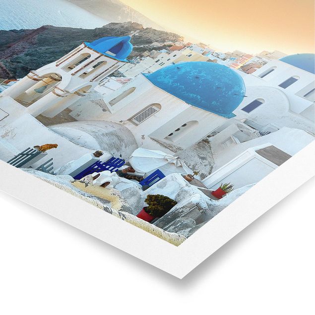Posters paysage Coucher de soleil à Santorin
