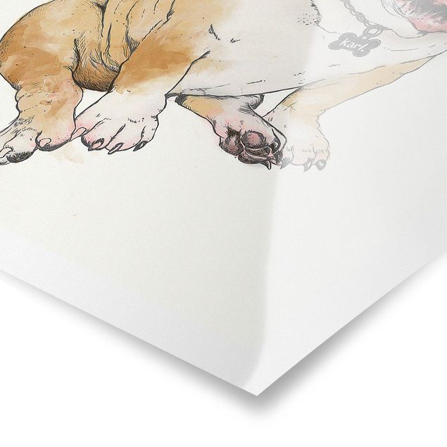 Tableaux de Laura Graves Illustration Chien Bulldog Peinture