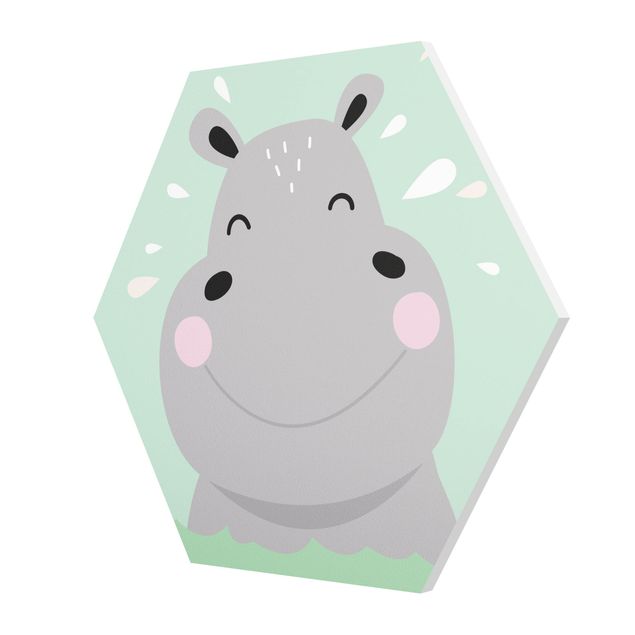 Tableaux gris L'hippopotame le plus heureux