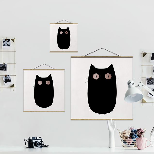 Tableaux noir et blanc Illustration d'un chat noir