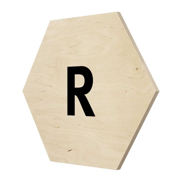 Hexagone en bois - Letter White R
