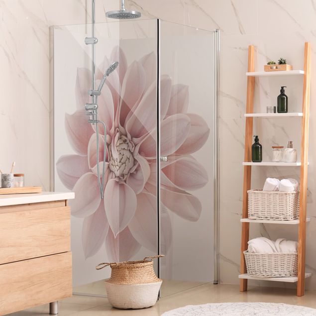 Revêtement mural douche Fleur de dahlia Blanc Pastel Rose