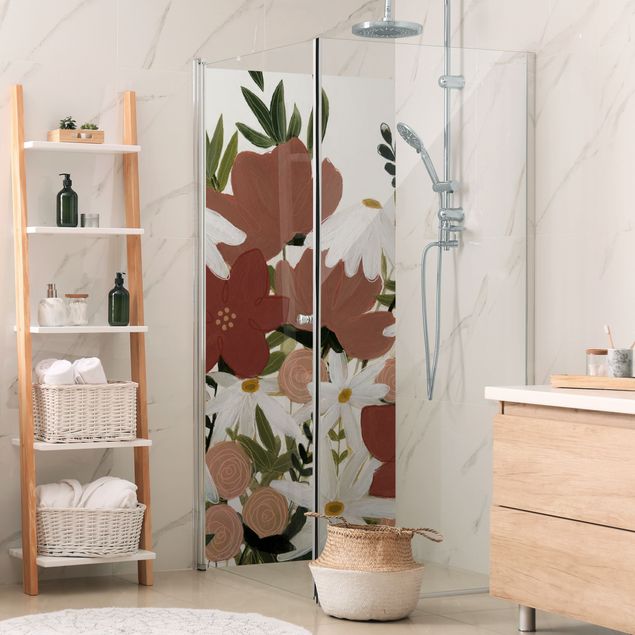 Revêtement mural de douche - Varying Flowers In Pink And White I