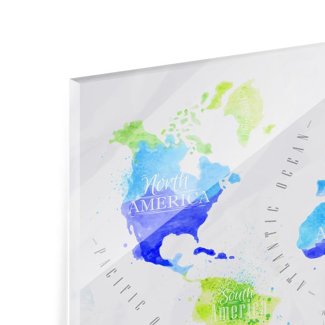 Fond de hotte - World Map Watercolor Blue Green