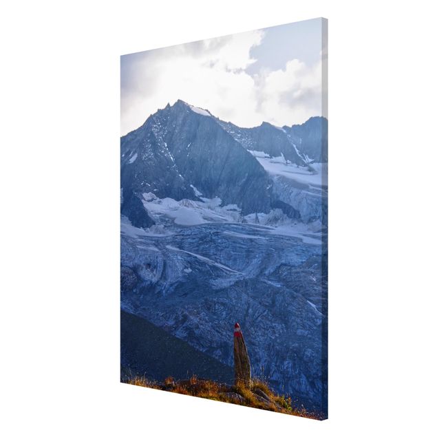 Tableau montagnes Sentier balisé dans les Alpes