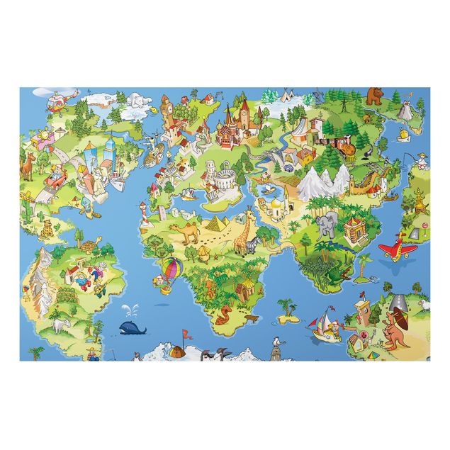 Tableaux modernes Grande et drôle carte du monde