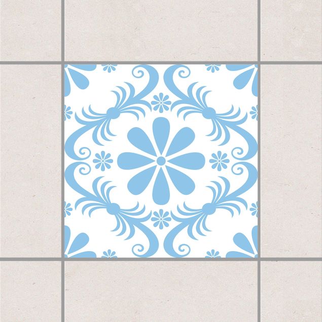 Déco murale cuisine Fleur blanche bleu clair