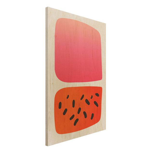 Déco murale cuisine Formes abstraites - Melon et rose