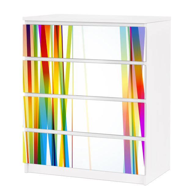 Papier adhésif pour meuble IKEA - Malm commode 4x tiroirs - Rainbow Stripes