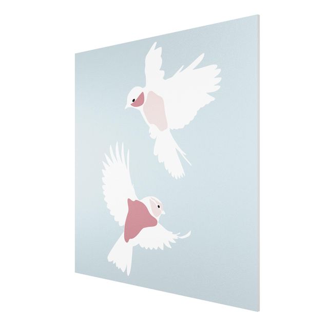 Tableaux moderne Line Art Pigeons Pastel