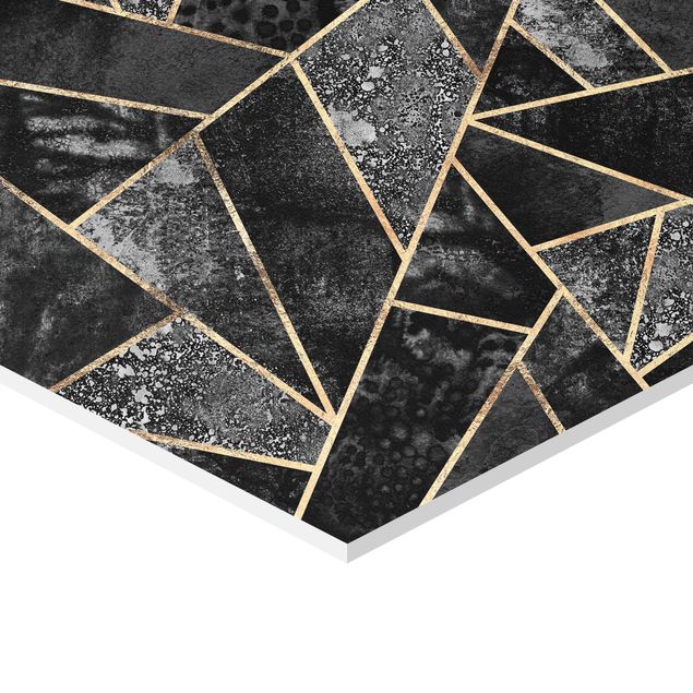 Tableau hexagon Triangles gris dorés