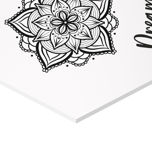 Tableau décoration Mandala Namaste Lotus Set Noir Blanc