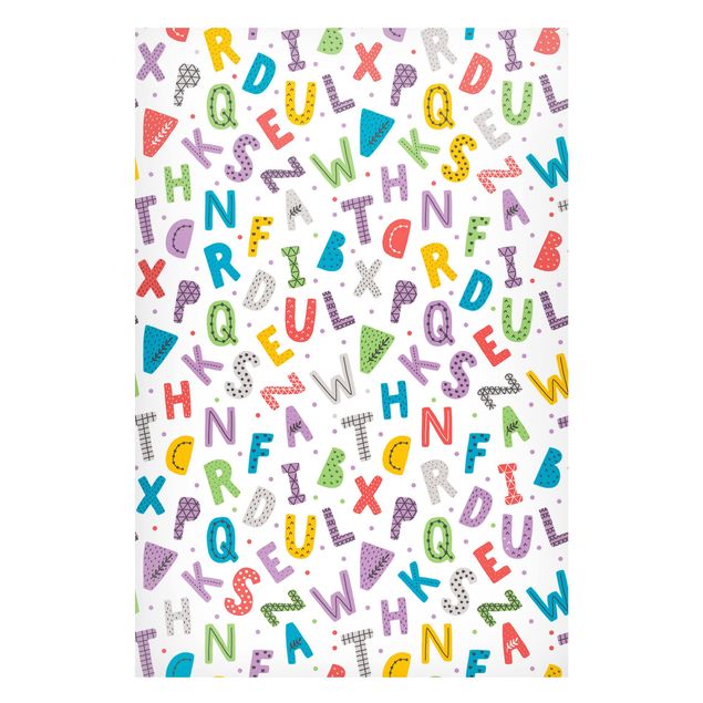 Tableaux moderne Alphabet à pois et cœurs en couleur