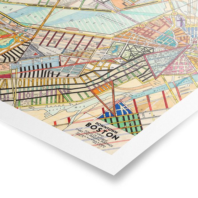 Poster mappemonde Carte moderne de Boston
