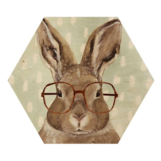 Hexagone en bois - Animals With Glasses - Rabbit