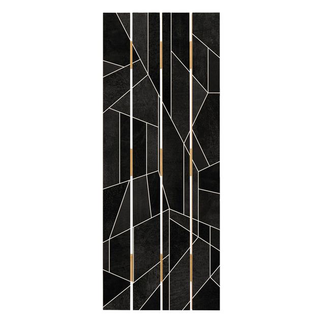 Tableaux bois Aquarelle géométrique noire et blanche