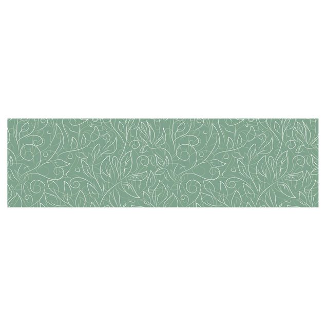 Revêtement mural cuisine - Wild Plant Pattern On Green Backdrop