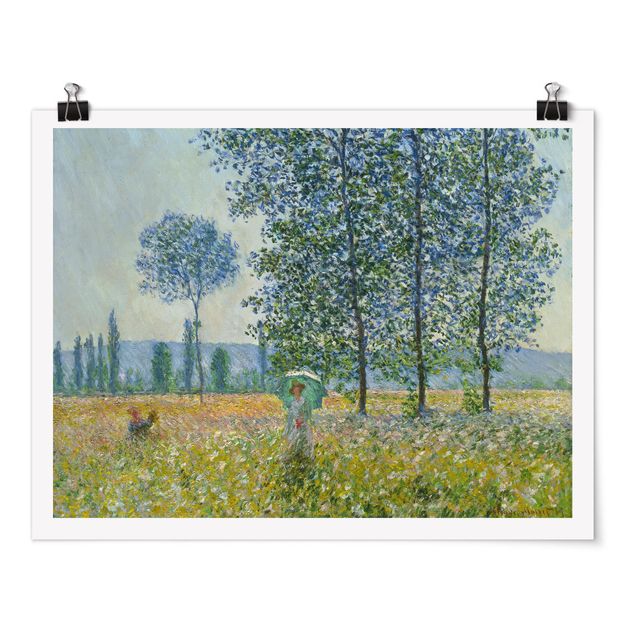 Tableau arbre Claude Monet - Champs au printemps