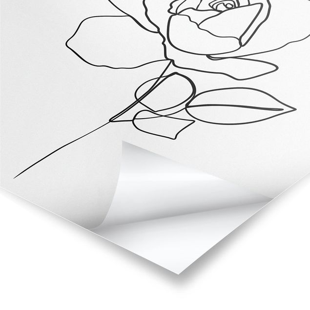 Tableau Line Art Line Art Rose Noir et Blanc