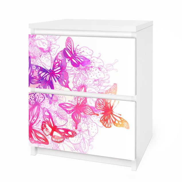 Papier adhésif pour meuble IKEA - Malm commode 2x tiroirs - Butterfly Dream